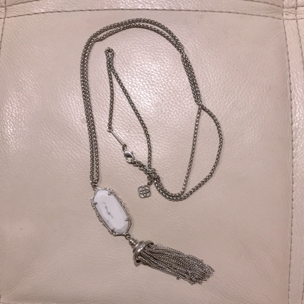 Kendra Scott White Silver Tassel Necklace
